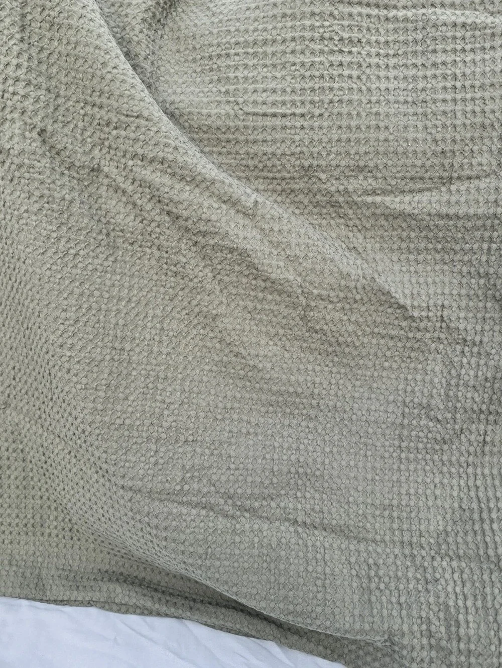 New Quince QUEEN 100% Organic Cotton Luxe Honeycomb Duvet Cover Olive Green